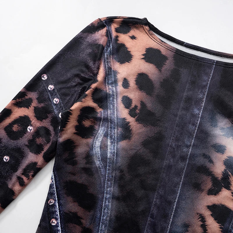 Leopard Print Mini Dress Flared 2026 Fashion , Sexy & Y2K Revival Energy, Premium Slim Fit Leopard Dress Chic, Confident & Party Ready