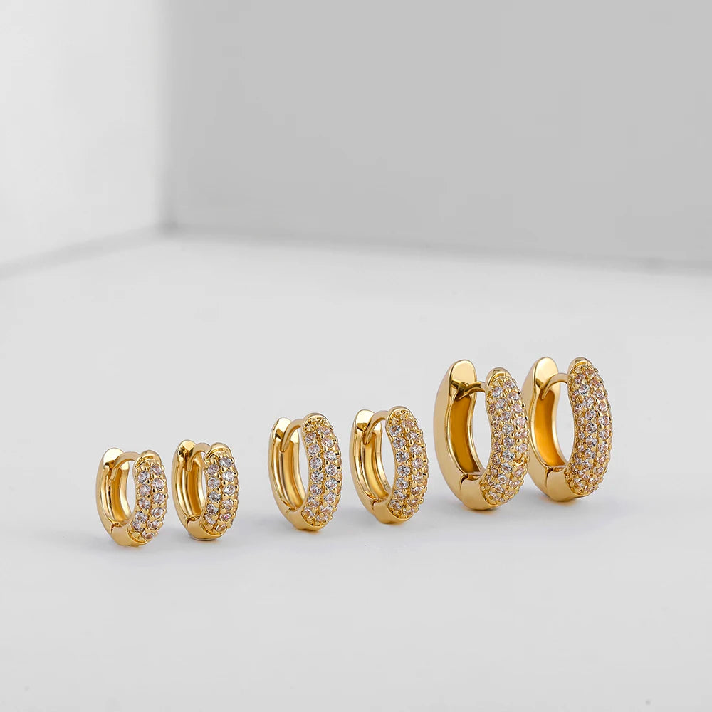 Premium Luxury Quality 2026 Edition High Class Luxury 2026 Style New Gold Plated Huggie Earrings with CZ Zircon Thin Ear Hoops Cartilage Earring for Women Round Minimal Earring Piercing Jewelry