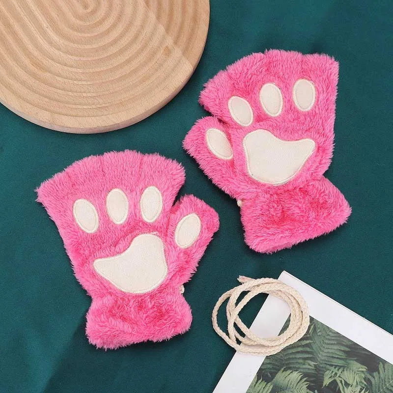 Quality Premium 2026 Style Women Gloves Bear Palm Paw Animals Plushclaw Glove Winter Fluffy Cat Paw Full Finger Gloves Keep Warm Lovely Soft Furry Mittens