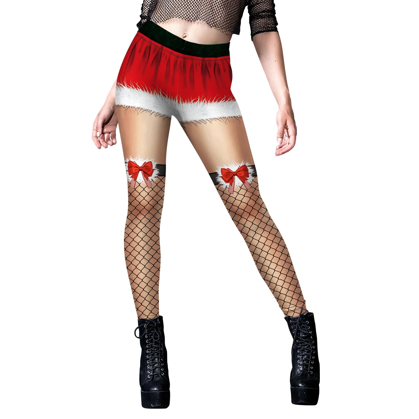 VIP FASHION Quality 2026 Edition Women Cosplay Xmas Belt 3D Print Gifts Leggings Christmas Snowflake Pattern Stretchy Skinny Workout Pants