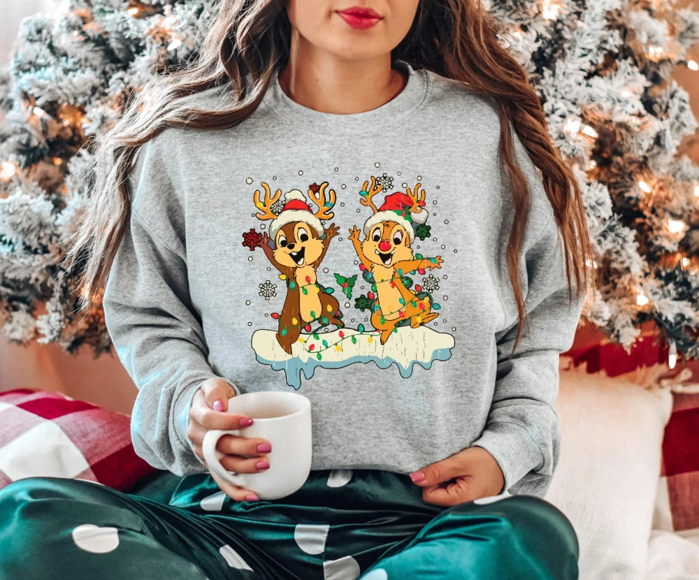 Disneyland Chip & Dale Sweatshirts!, Christmas Couple Sweatshirts for Disney Fans, Chip & Dale Christmas Sweatshirts!, Bring Disneyland Home 2025 Chip & Dale Christmas Sweatshirts!