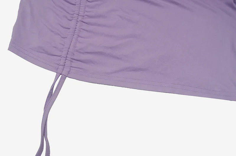 Premium Pleated Party Dress in Purple & Black Sleek & Chic, Slim Fit Lace-Up Dress Perfect for Parties & Evening Glam, Trendy & Unforgettable! Pleated Mini Dress with Elegant Lace Up Detailing