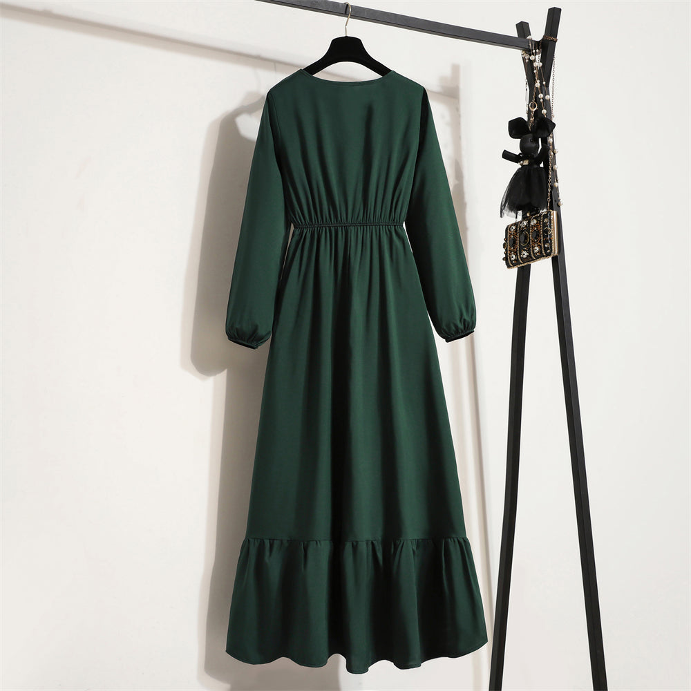 Premium Chiffon Maxi Dress for Trendy Women, Spring & Autumn Solid Loose Maxi Dress, Luxury & Comfort Combined Full Sleeve O-Neck Casual Dress for Every Occasion,