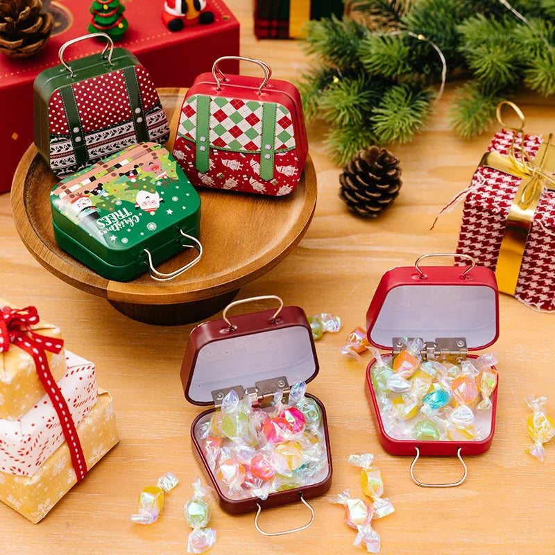 Christmas Metal Box for Kids & Adults!,Christmas 2024 Handbag Tin Jar!, Chic Holiday Storage Jewelry & Treats in a Christmas Tin Handbag!, Store, Gift, & Sparkle Christmas 2024 Handbag Tin Jar