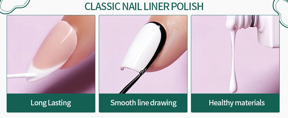 NAILPOP Gel Nail Liner 5 Trendy Colors for Stunning 2026 Nail Art!, DIY French Tips, Swirls & Designs Soak-Off Gel Polish with Brush, NAILPOP 5-Color Gel Liner 2026 Style