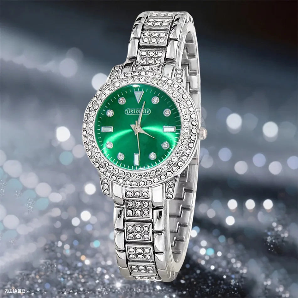 Premium Style & Sparkle Elegant Ladies Quartz Watch with Matching Jewelry Perfect Gift for Her, Luxury Meets Fashion 6PCS Elegant Quartz Watch & Jewelry Set Perfect for Valentine’s Day & Special Occasions