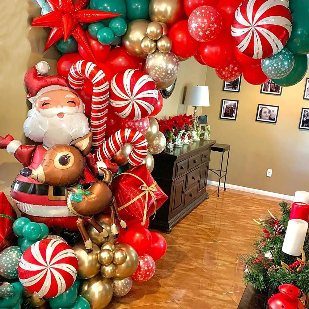 🎄Christmas Party Balloon Arch 2025, Balloon Garland for Christmas & New Year Celebrations!, Create a Festive Wonderland, Deck the Halls in Style Red & Green Christmas Balloon Arch Kit!