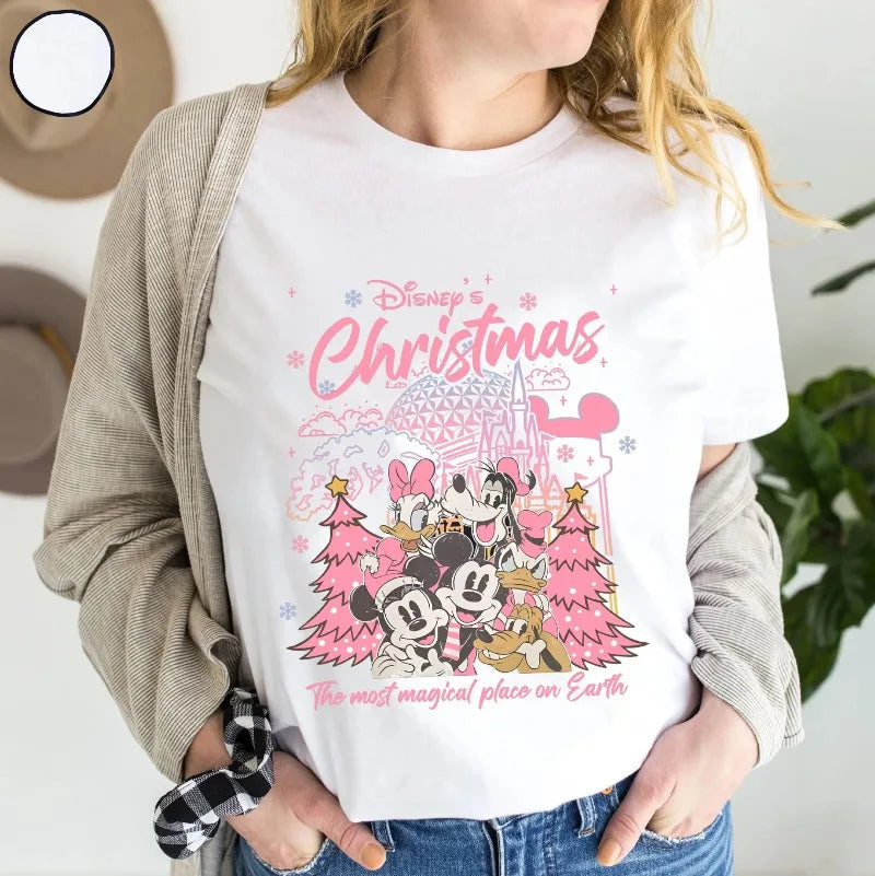 Retro Mickey  Friends Disney Christmas Shirt Dinsey World Pink Christmas Tshirt Mickey Very Merry Xmas WDW Disneyland Trip