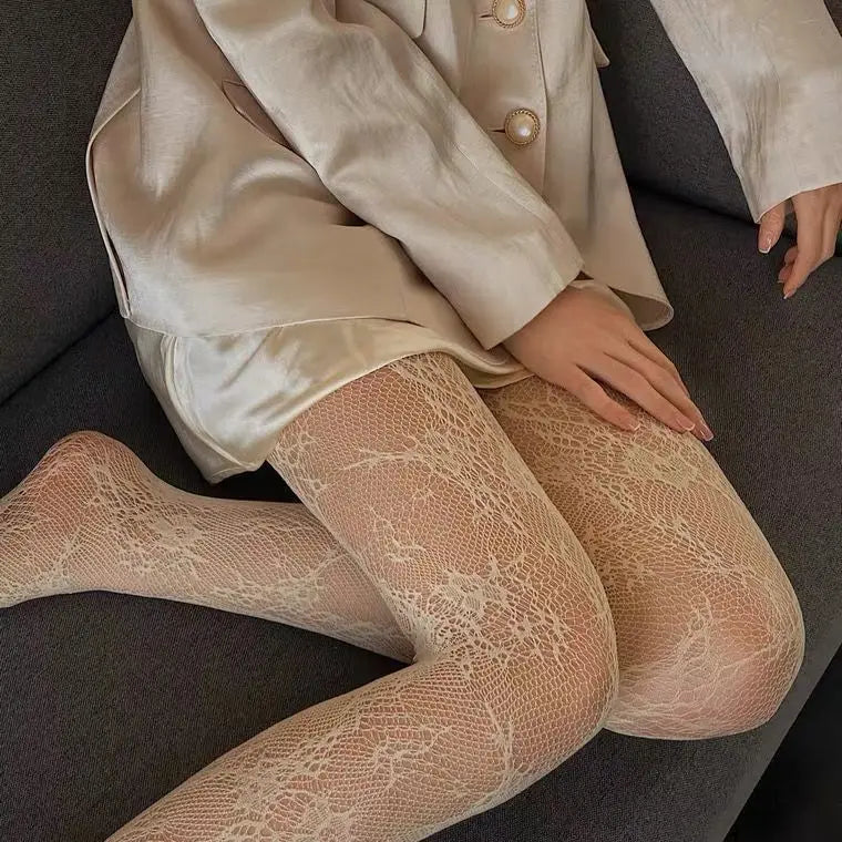 High Quality Heart Flower Pattern Pantyhose, Trendy Japanese Punk Inspired Mesh Tights Sexy, Soft & Premium, Mesh Heart & Flower Fishnet Stockings, Sexy & Cute! Heart Flower Mesh Fishnet Tights for Trendy Girls
