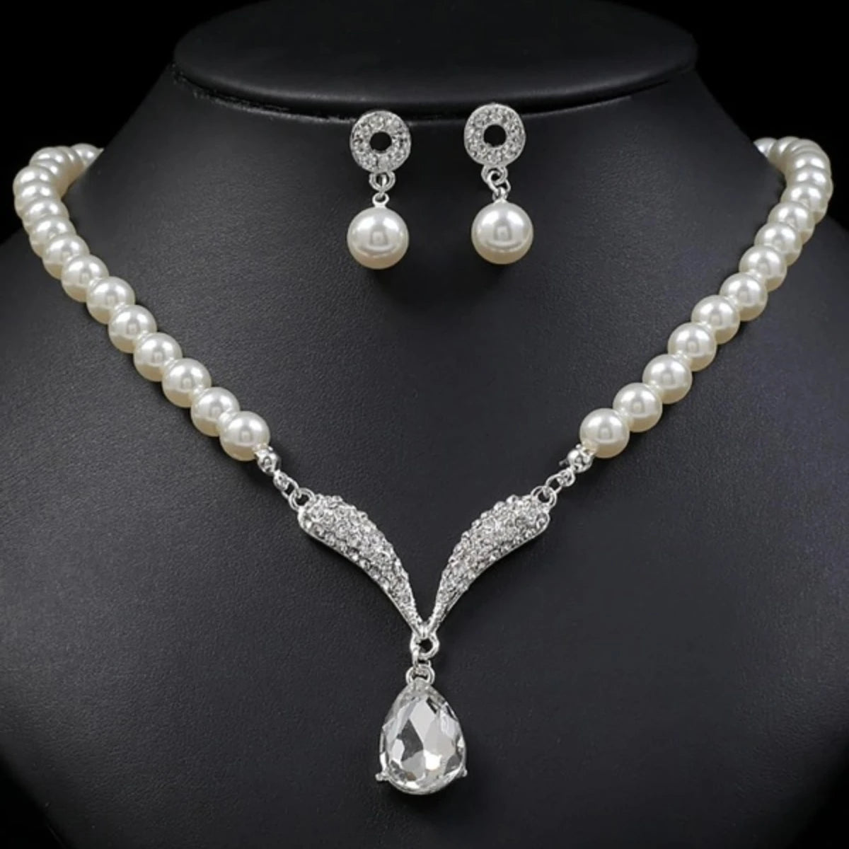 Luxury Pearl Glam 3PC Necklace & Earrings Set Elegant, Trendy & Party-Ready, Trendy Pearl Jewelry Set for Women Chic, Sexy , Trendy Pearl Jewelry Set for Women Chic, Sexy