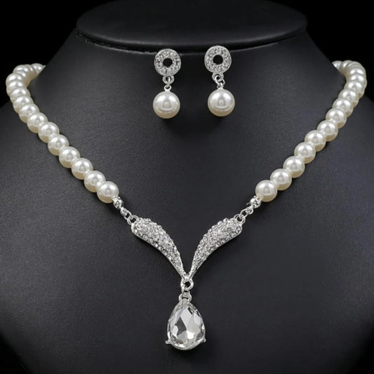 Luxury Pearl Glam 3PC Necklace & Earrings Set Elegant, Trendy & Party-Ready, Trendy Pearl Jewelry Set for Women Chic, Sexy , Trendy Pearl Jewelry Set for Women Chic, Sexy