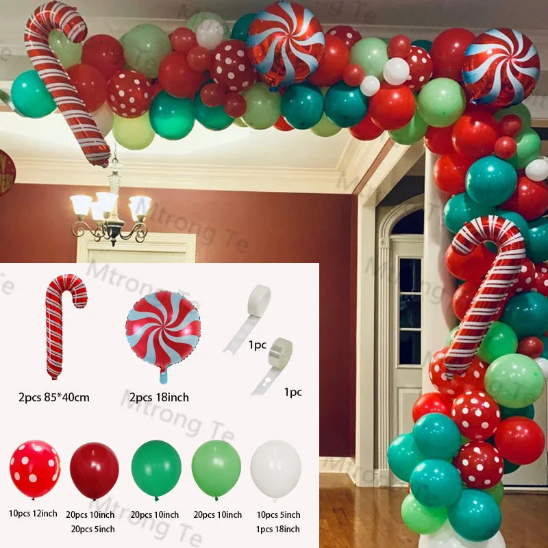 🎄Christmas Party Balloon Arch 2025, Balloon Garland for Christmas & New Year Celebrations!, Create a Festive Wonderland, Deck the Halls in Style Red & Green Christmas Balloon Arch Kit!