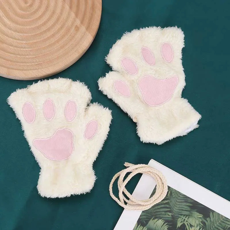 Quality Premium 2026 Style Women Gloves Bear Palm Paw Animals Plushclaw Glove Winter Fluffy Cat Paw Full Finger Gloves Keep Warm Lovely Soft Furry Mittens