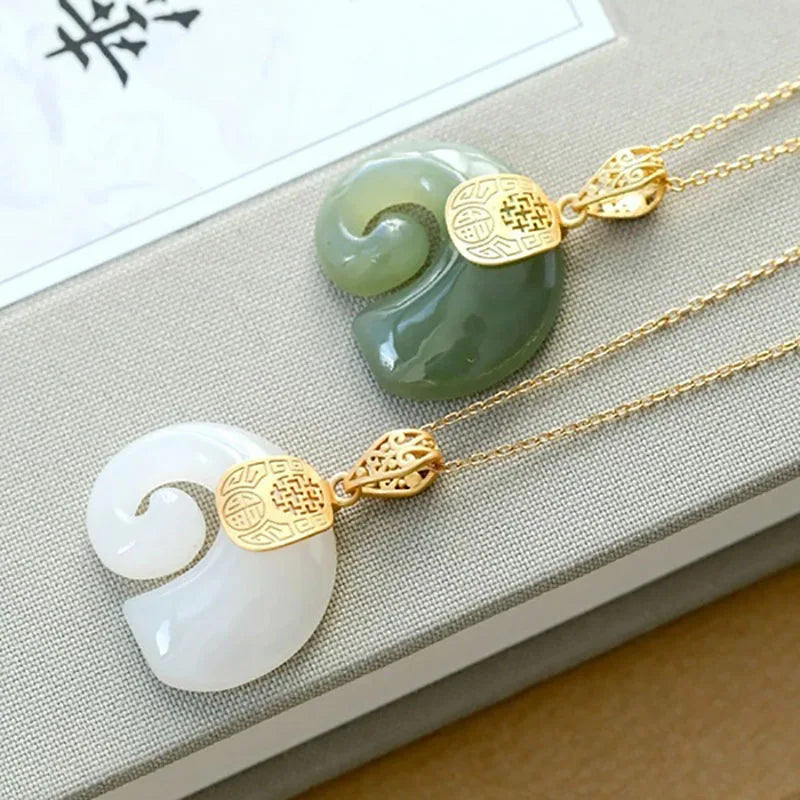 Premium Quality Boutique Natural Stone Hetian Jade Elephant Pendant 18K Gold Plated Chain Necklace Choker Jewelry for Women Birthday Anniversary