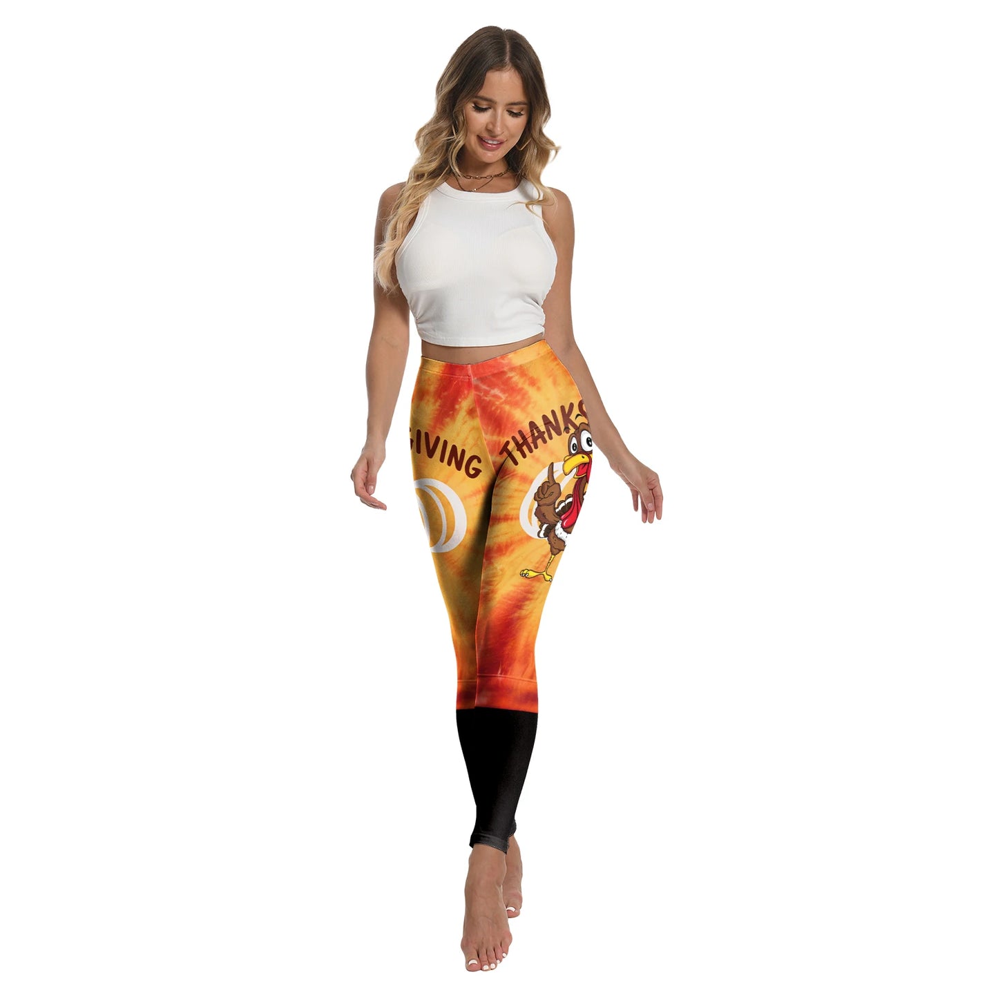 High Quality 2026 Edition Maple Leaf Pattern Cosplay Leggings Thanksgiving Day Turkey Tight Pants Woman Autumn Holiday Costumes Party Performance Trousers