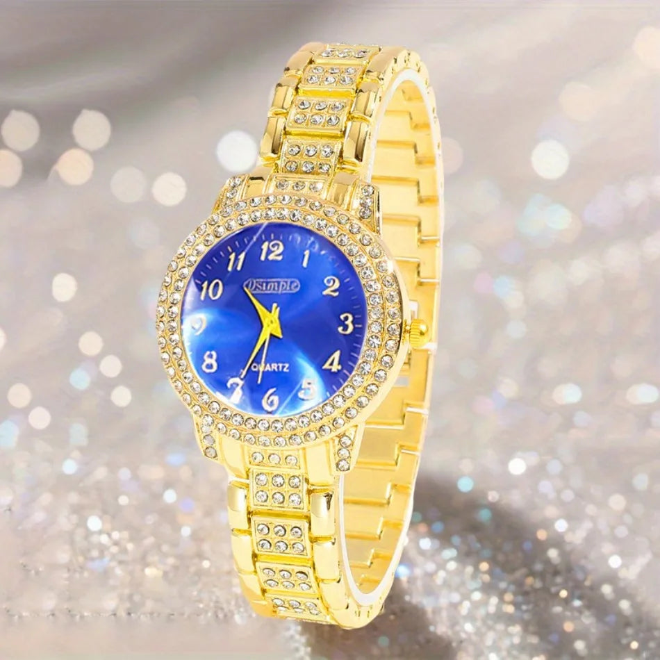 Premium Style & Sparkle Elegant Ladies Quartz Watch with Matching Jewelry Perfect Gift for Her, Luxury Meets Fashion 6PCS Elegant Quartz Watch & Jewelry Set Perfect for Valentine’s Day & Special Occasions