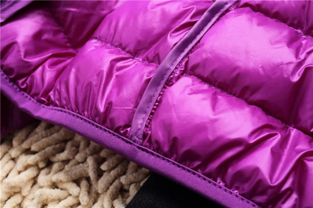 Women Puffer Jacket 2024 New Spring Autumn Female Ultra Light Weight Packable Hooded Down Coats Winter Inner Dock Down Coat