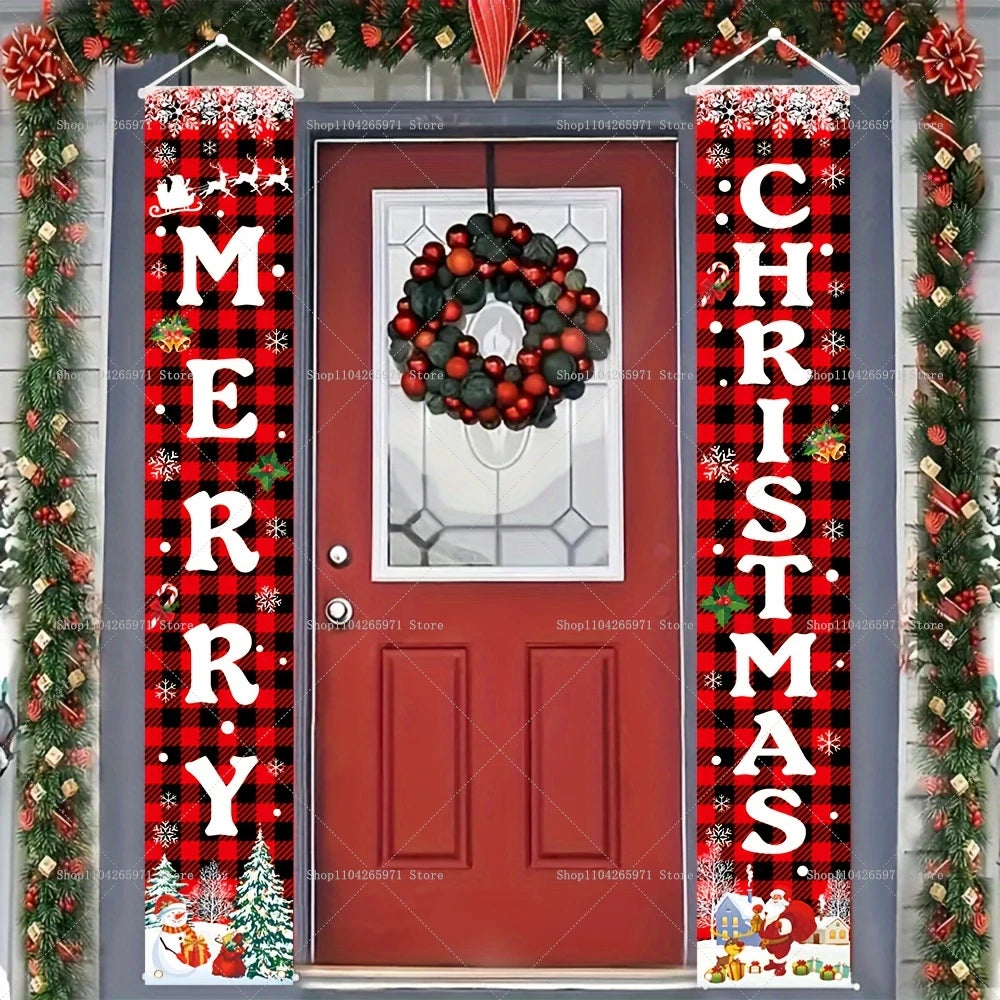 Stunning Christmas Door Couplet for Home Decor!, Festive Christmas Door Banner 2025!, Festive Entrance Magic Merry Christmas Door Banner & Decoration!,