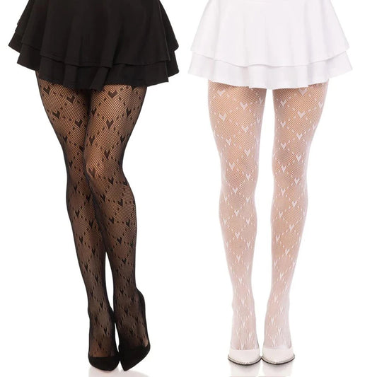 High Quality Heart Flower Pattern Pantyhose, Trendy Japanese Punk Inspired Mesh Tights Sexy, Soft & Premium, Mesh Heart & Flower Fishnet Stockings, Sexy & Cute! Heart Flower Mesh Fishnet Tights for Trendy Girls