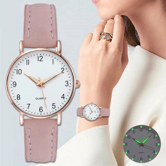 Luxury Leather Quartz Watch for Women Elegant 2026 Backlight Wristwatch Trendy, Durable & Must-Have Accessory , Premium Women’s Fashion Watch Look Luxurious, Feel Confident, Get Compliments