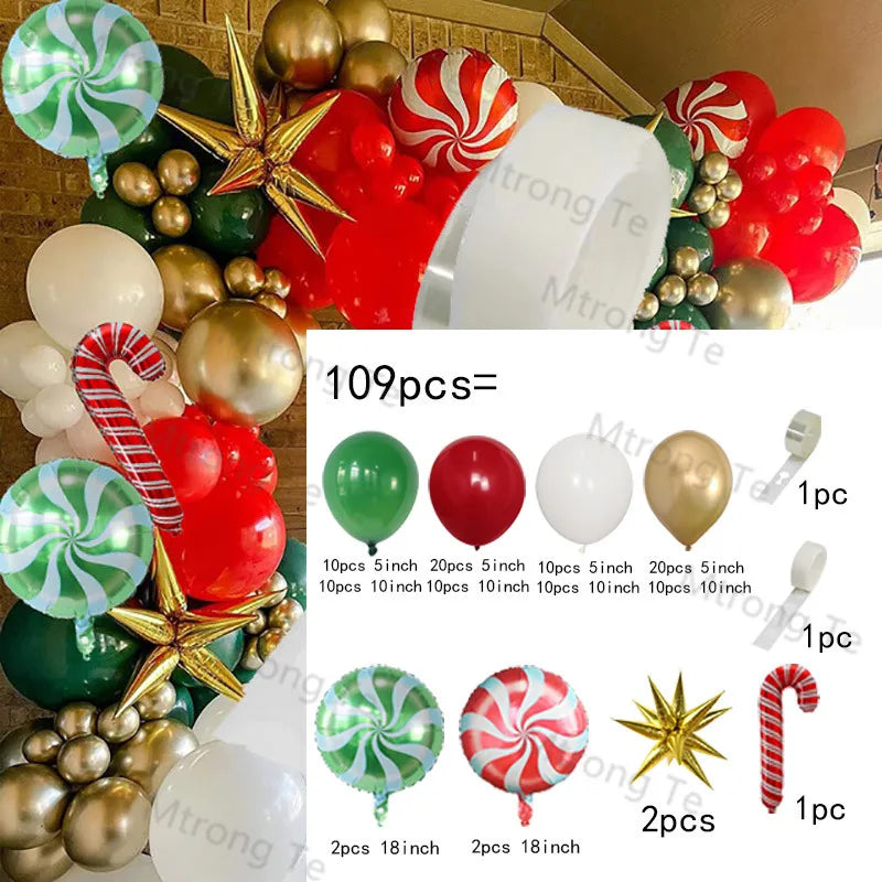 🎄Christmas Party Balloon Arch 2025, Balloon Garland for Christmas & New Year Celebrations!, Create a Festive Wonderland, Deck the Halls in Style Red & Green Christmas Balloon Arch Kit!