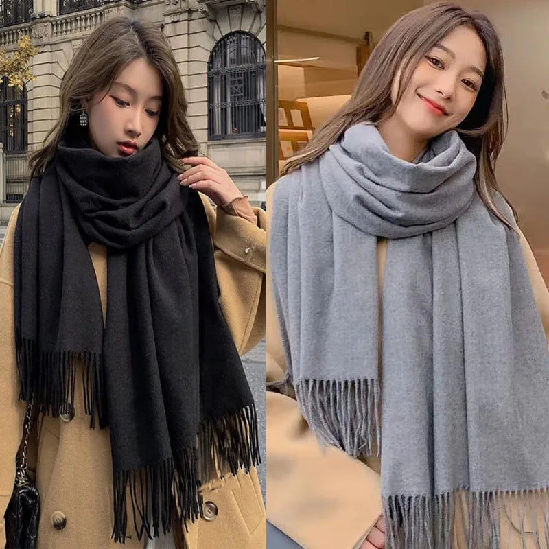 Luxury! Premium Wool & Cashmere Checkered Scarf for Women, Elegant Black Scarf That Elevates Any Winter Outfit, Soft Cashmere & Wool Scarf with Timeless Checkered Style