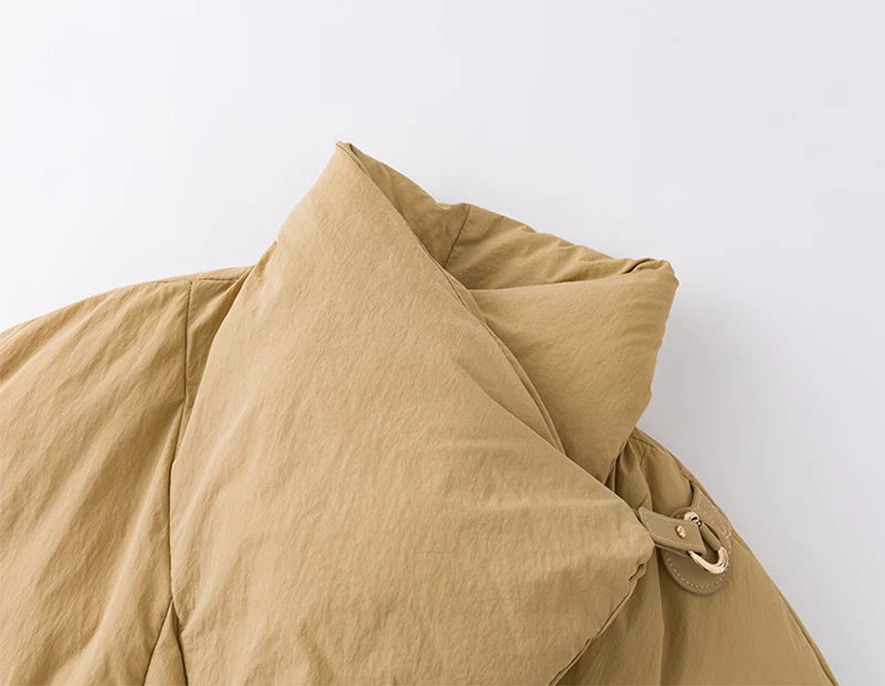 Women's Winter Lapel Puffer Jacket Loose Y2K Fashion Down Cotton Coat Woman Solid Color Casual Windproof Warm Cropped Parkas