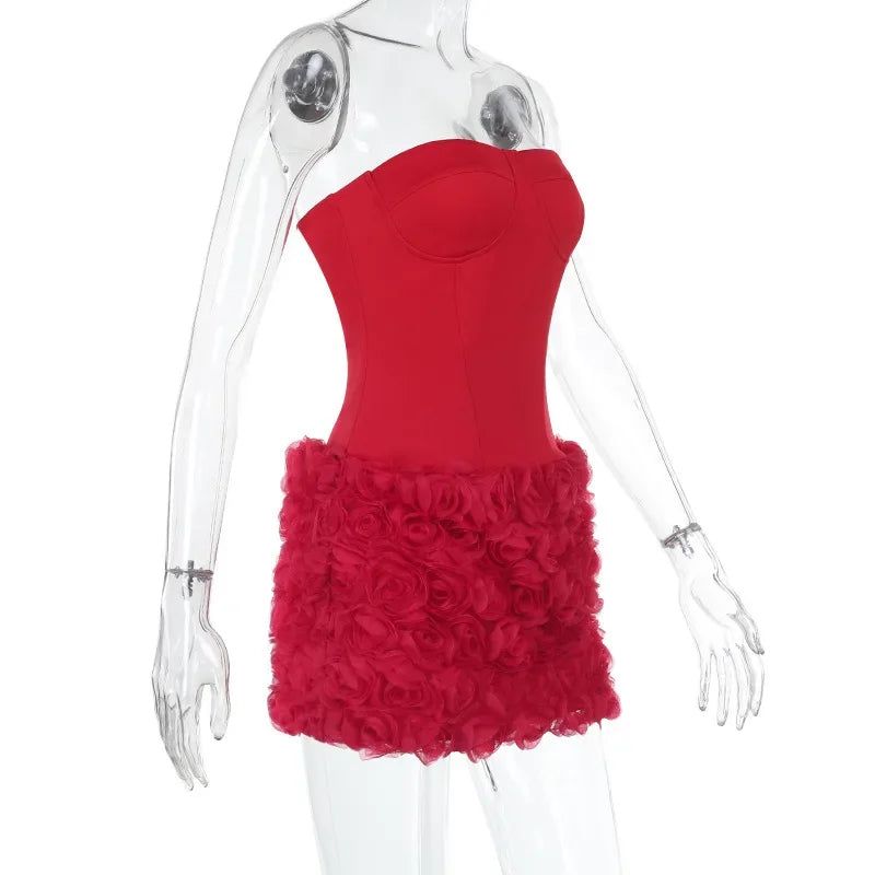 Luxe Floral Elegance Sexy 3D Sheath Dress with Corseted Waist Premium & Irresistible Premium Sexy Wrap Hip Sheath Dress 3D Floral Design