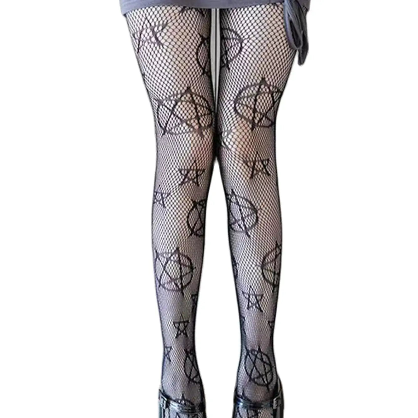 High Fashion Premium High Quality 1 pair of autumn thin pentagram fishing net socks, sweet cool lolly jk leggings, black anti hook stockings