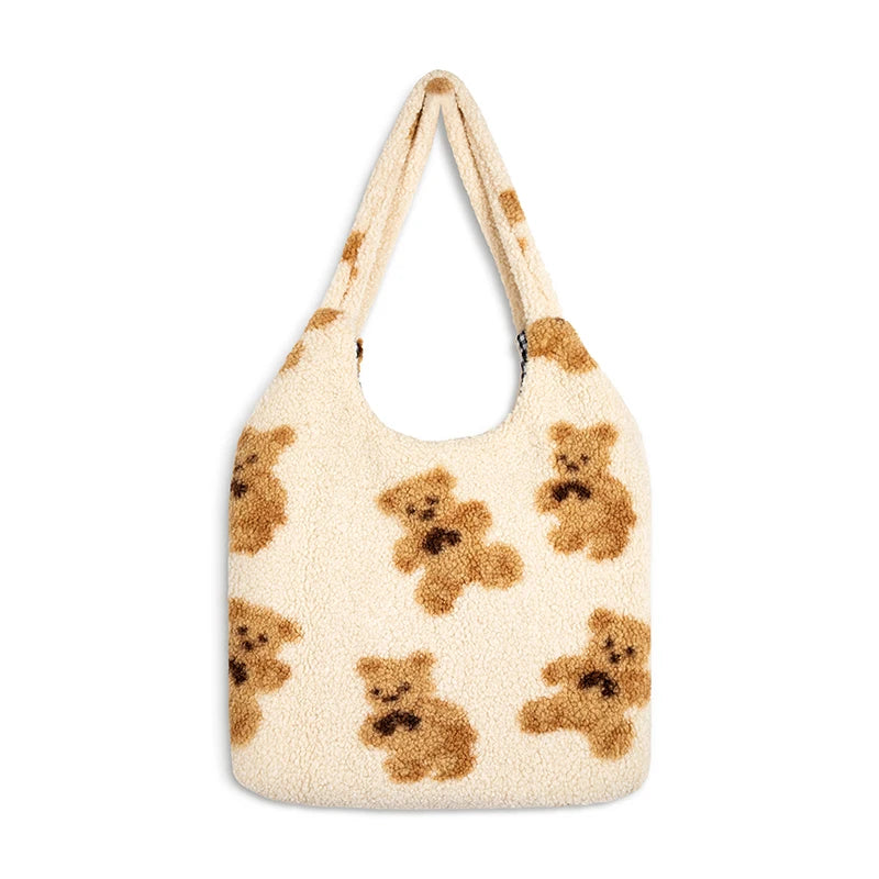 Plush Bear Shoulder Bag Soft, Cute & Ultra Trendy , Premium Large Capacity Plush Tote  Fashionable, Fun & Practical