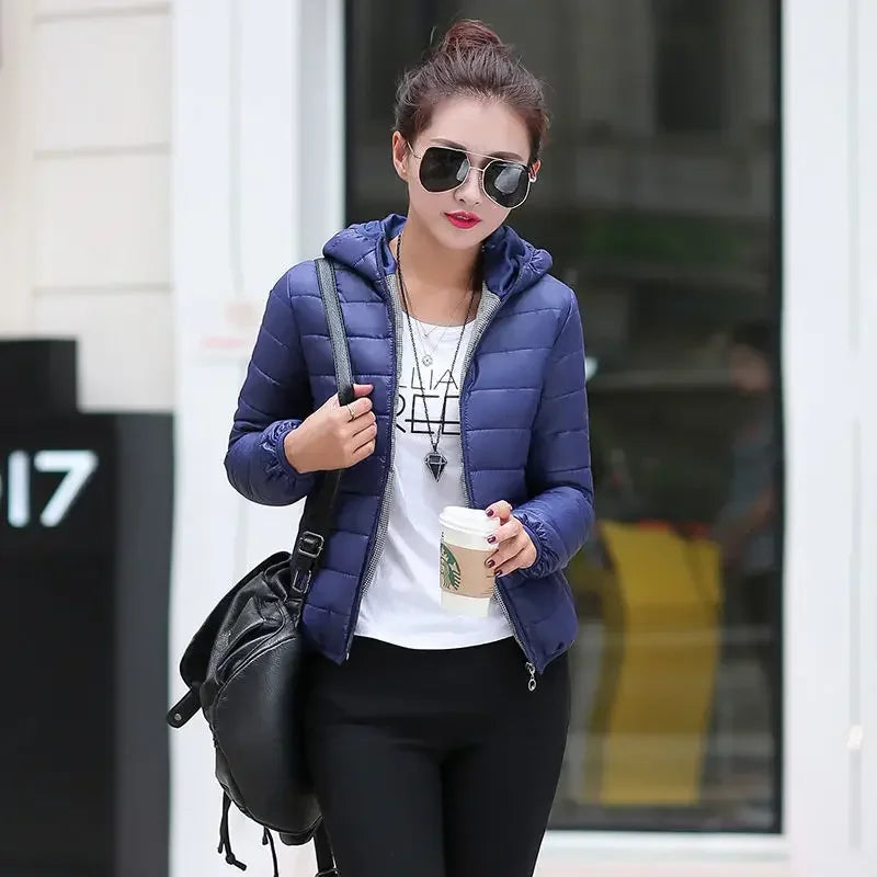 Jackets for Women Quilted Padded Lightweight Puffer Woman Coat Hoodie Short Yellow Thick Padding Feather Cropped Cute Modern Hot