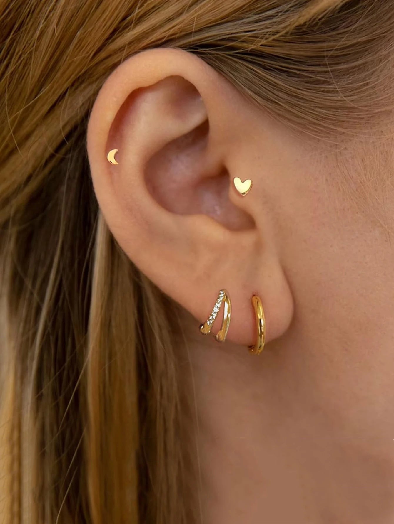 Premium Quality 2026 Luxury Edition 6 Pairs Small Gold Hoop Stud Earrings Set for Somen, 14K Gold Plated  Huggie Hoop Earrings Double Hoop Earrings CZ Stud Earrings