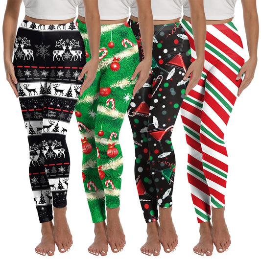 High Quality Festive Snowflake & Elk Print Leggings!, Festive & Fierce Elk Snowflake Christmas Leggings 2025, Christmas Party-Perfect Leggings Cozy, Chic & Figure-Flattering