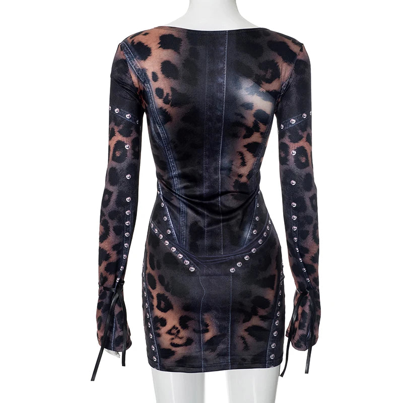 Leopard Print Mini Dress Flared 2026 Fashion , Sexy & Y2K Revival Energy, Premium Slim Fit Leopard Dress Chic, Confident & Party Ready