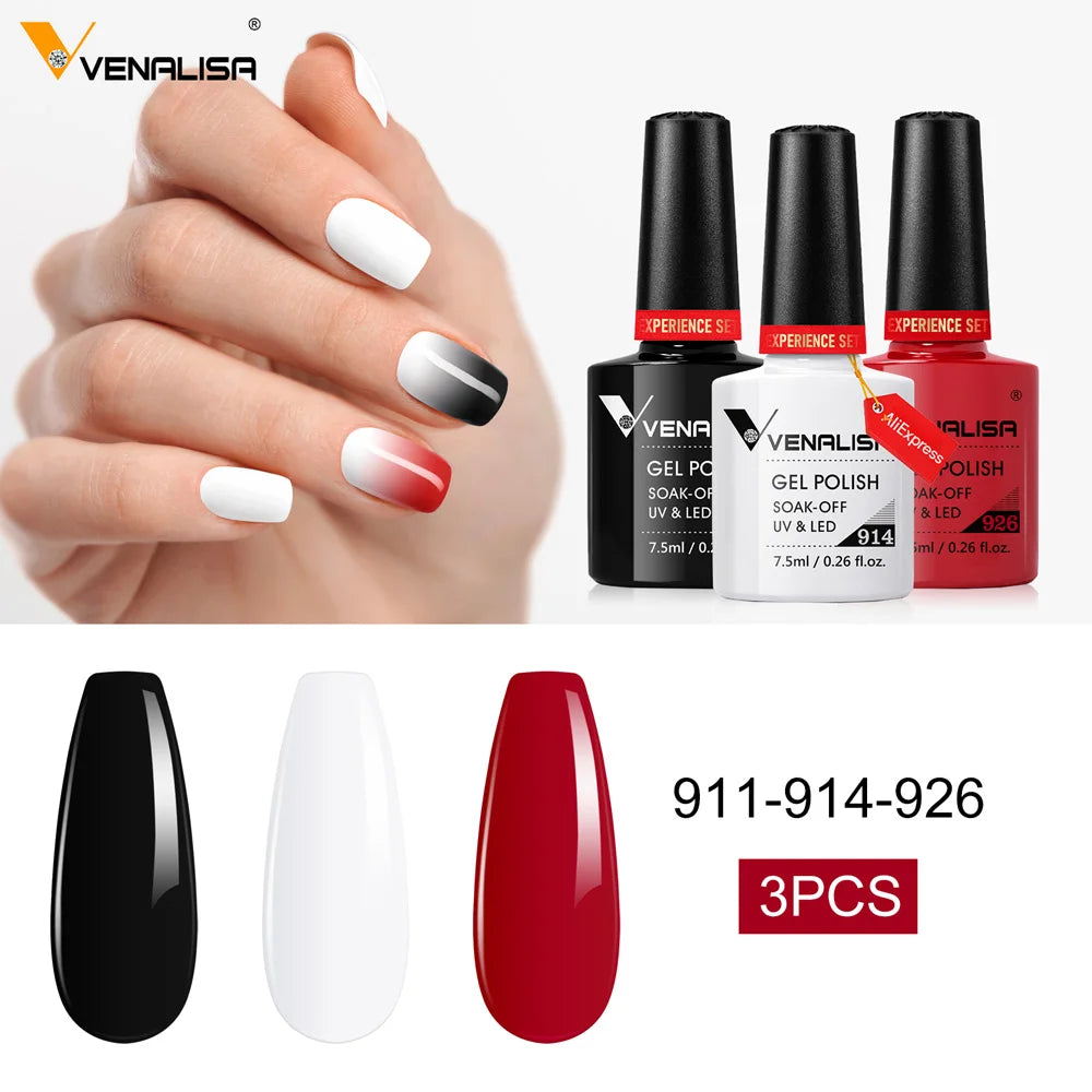 VENALISA Gel Kit 7.5ml x3 Perfect for Chic & Instagram-Ready Nails!, VENALISA Gel Kit 7.5ml x3 Perfect for Chic , VENALISA 3pcs Gel Polish Kit, DIY Salon-Quality Nails at Home, Soak-Off UV/LED Gel Polish