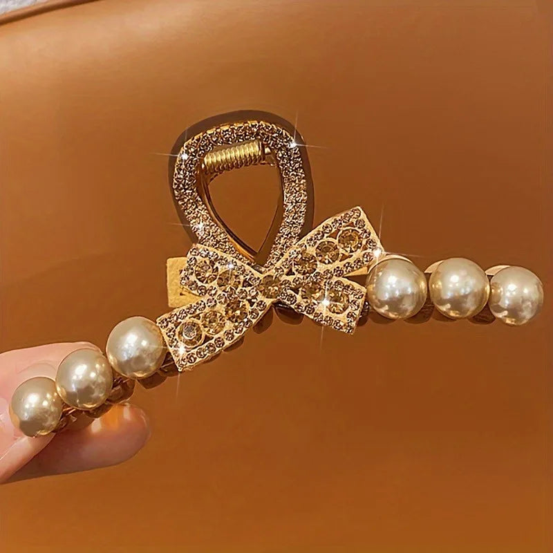 2026 Fashion Editon Quality 1pc Luxury Imitation Pearl Hair Claw Elegant Retro Hairclip Hair Coiling Tools Perfect Gift Women Daily Wear Hair Clip Accessory