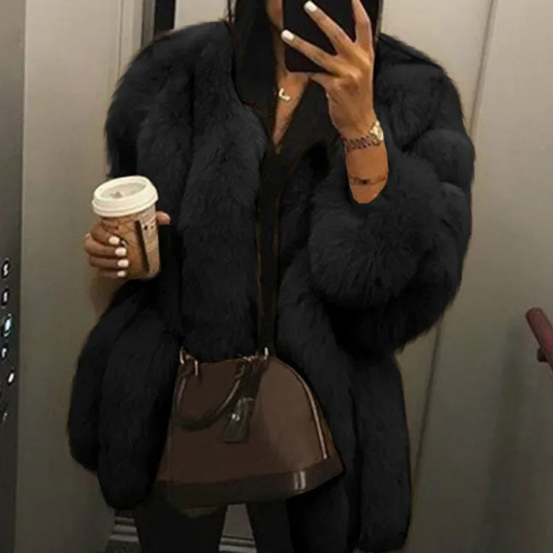 Y2k Faux Fur Jackets for Women Long Puff Sleeve Women Coat Solid Short Warmth Punk Outerwear Clause Ladies Elegant Streetwear