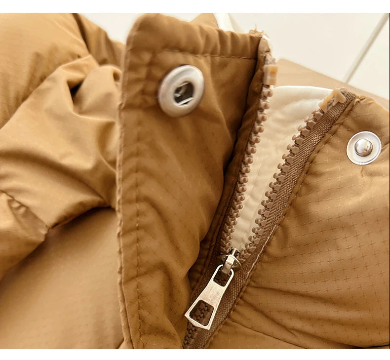 2025 Autumn Winter Puffer Jacket Women Thicken Down Cotton Padded Loose Coat Female Hooded Solid Long Sleeve Short Parkas