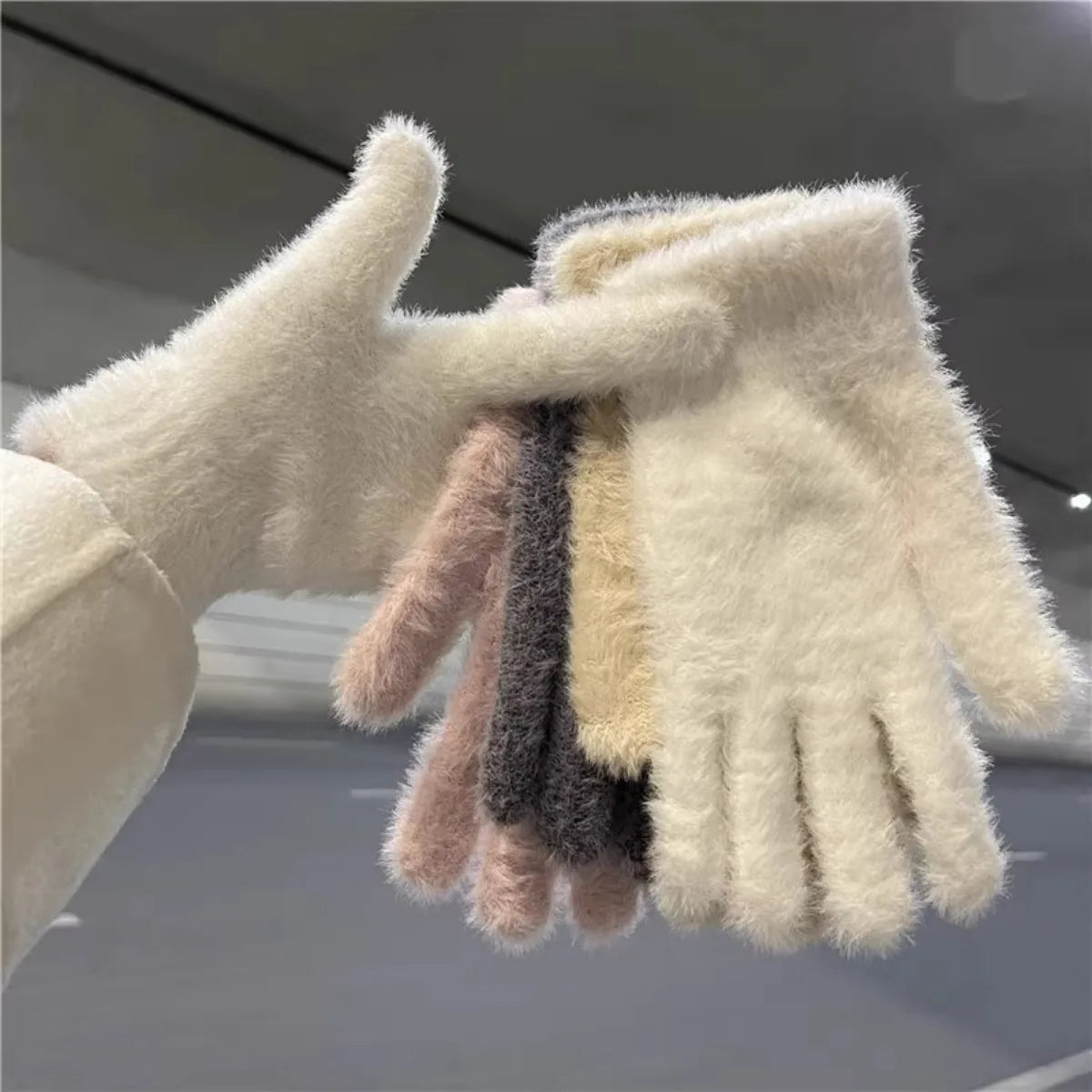 Plush Fleece Gloves Soft, Warm & Irresistibly Cute, Stay Cozy & Stylish! Premium Solid Color Mittens for Women Trendy Winter Essential