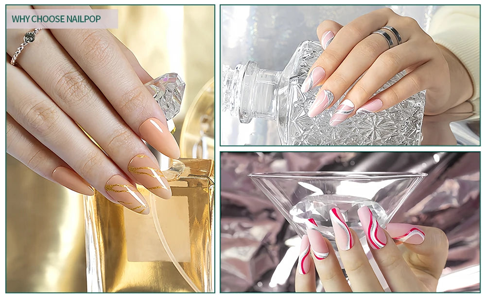 NAILPOP Gel Nail Liner 5 Trendy Colors for Stunning 2026 Nail Art!, DIY French Tips, Swirls & Designs Soak-Off Gel Polish with Brush, NAILPOP 5-Color Gel Liner 2026 Style