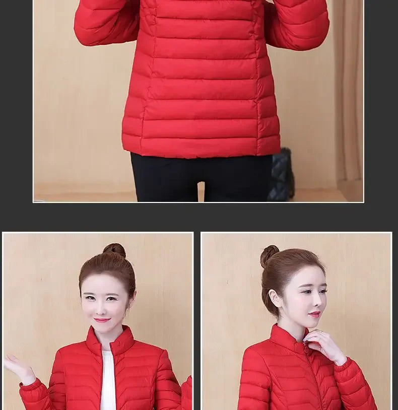 Fashion Women Puffer Jackets Ultralight Duck Down Cotton Jacket 2023 New Autumn Winter Long Sleeve Warm Coat Female Parka