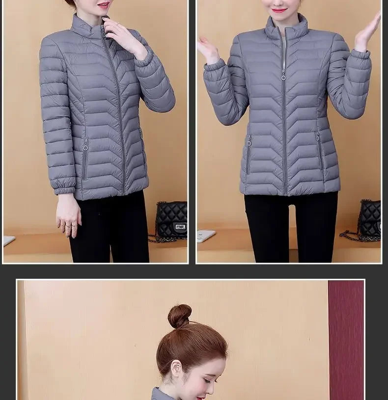 Fashion Women Puffer Jackets Ultralight Duck Down Cotton Jacket 2023 New Autumn Winter Long Sleeve Warm Coat Female Parka