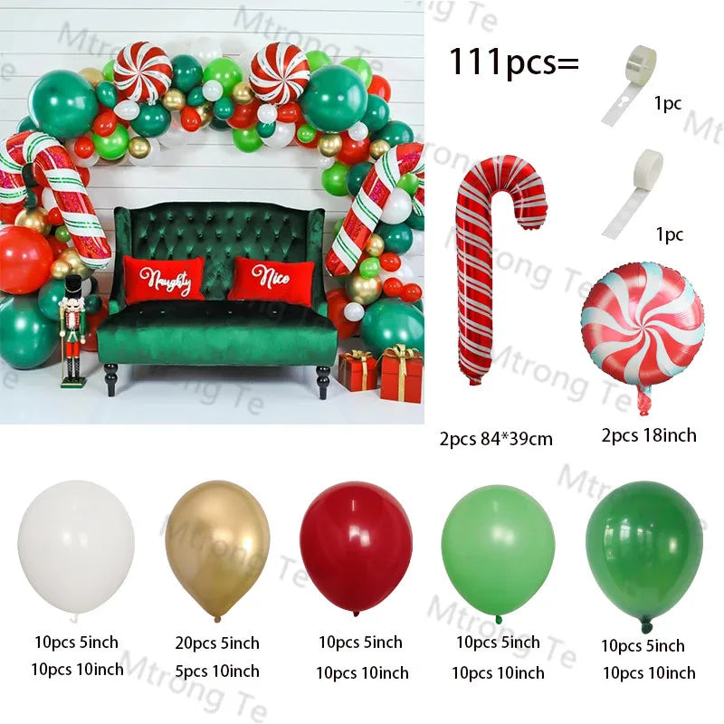 🎄Christmas Party Balloon Arch 2025, Balloon Garland for Christmas & New Year Celebrations!, Create a Festive Wonderland, Deck the Halls in Style Red & Green Christmas Balloon Arch Kit!
