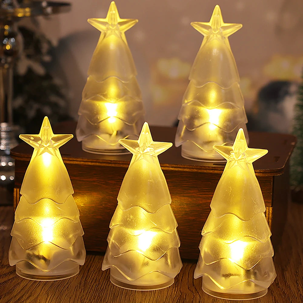 Christmas Night Lights Mini Xmas Tree Candle Lamps 4/1pcs ,Twinkle & Glow  Mini Xmas Tree Candle Lamps for a Magical Christmas!, Tiny Trees, Big Glow — Mini Xmas Candle Lamps for Your Home