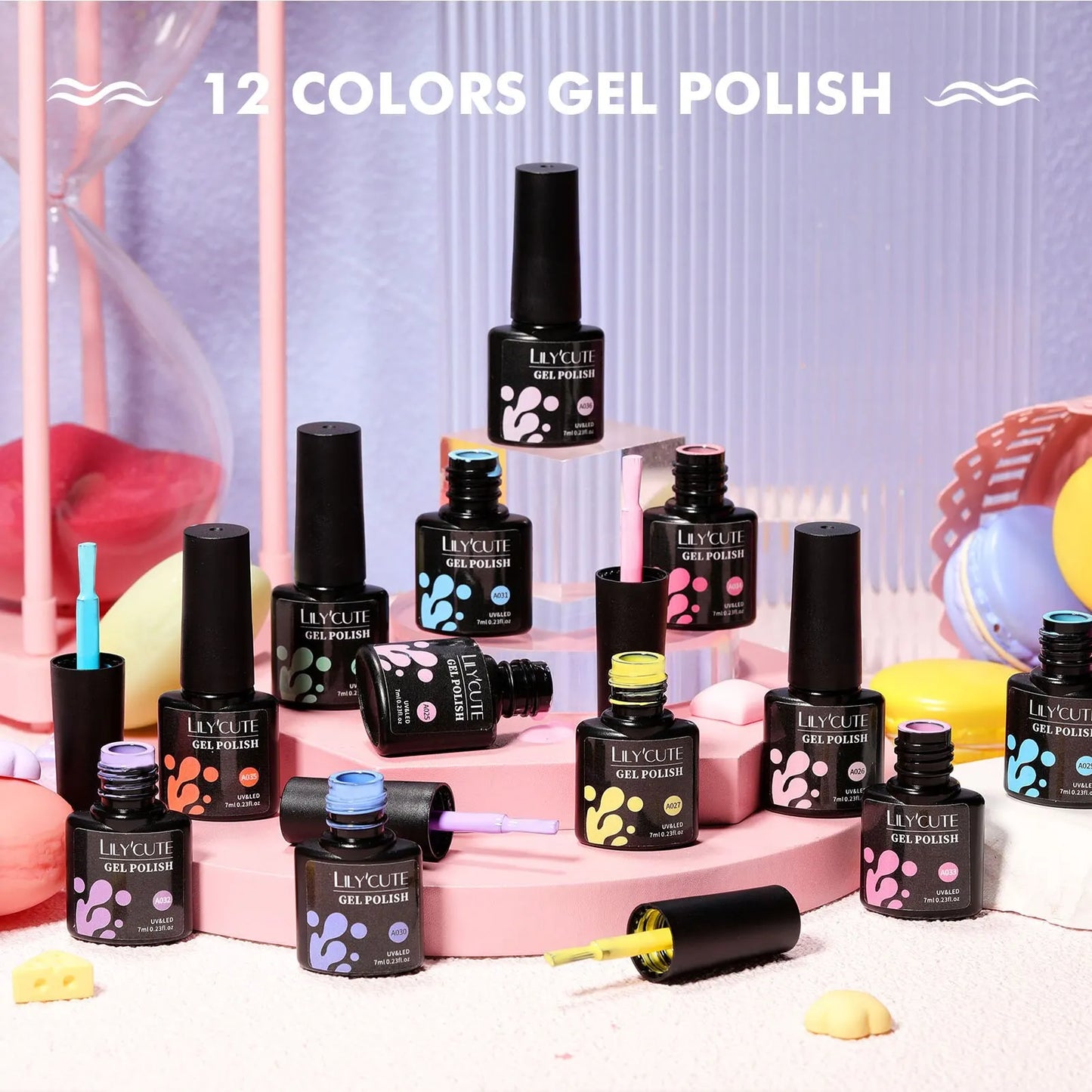 LILYCUTE 12PC Macaron Gel Polish Set Trendy 2026 Colors, Transform Your Nails with LILYCUTE Gel Polish Perfect for 2026 Nail Art!, DIY Salon-Quality Nails at Home Fun, Vibrant & Glossy!