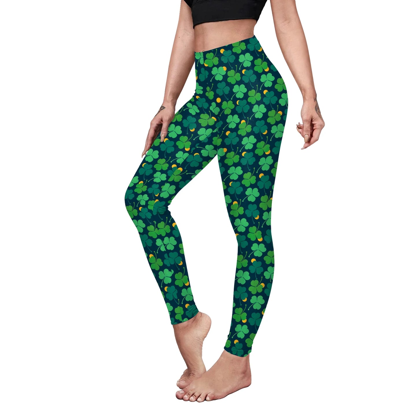 Sexy Elastic Leggings You're My Secret Clover Print Leggings Festive, Stretchy & Figure Flattering!, Celebrate in Style, Party-Ready Leggings Green Clover Print for Fun, Festive Vibes