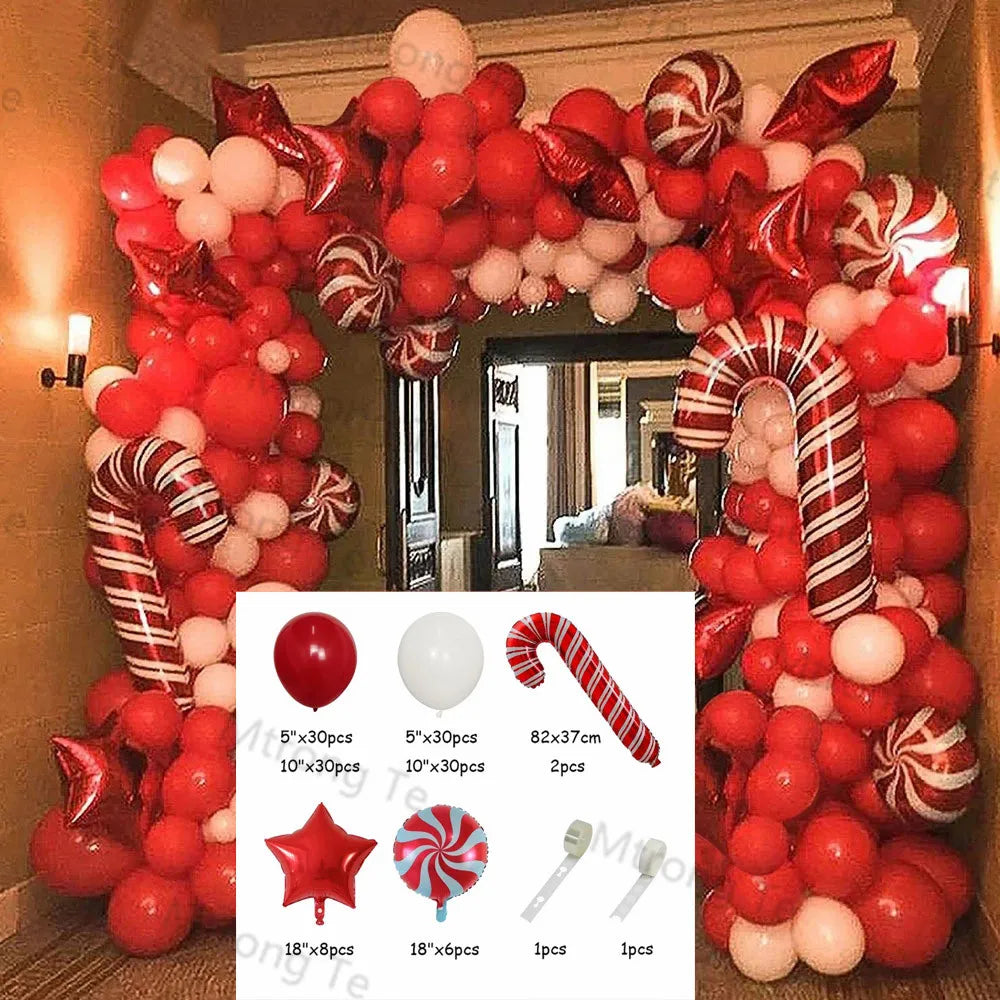 🎄Christmas Party Balloon Arch 2025, Balloon Garland for Christmas & New Year Celebrations!, Create a Festive Wonderland, Deck the Halls in Style Red & Green Christmas Balloon Arch Kit!