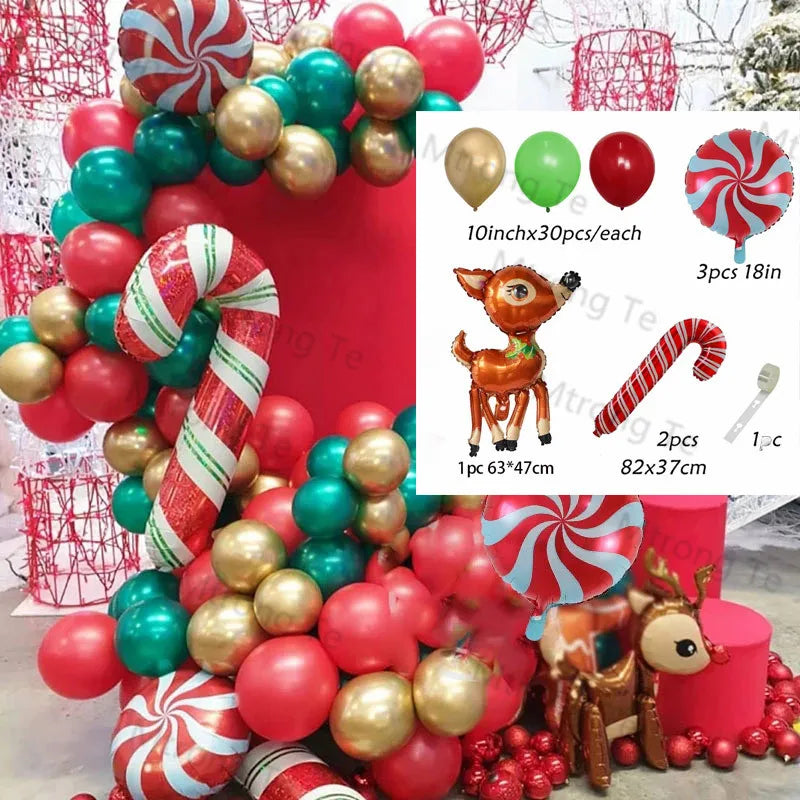 🎄Christmas Party Balloon Arch 2025, Balloon Garland for Christmas & New Year Celebrations!, Create a Festive Wonderland, Deck the Halls in Style Red & Green Christmas Balloon Arch Kit!