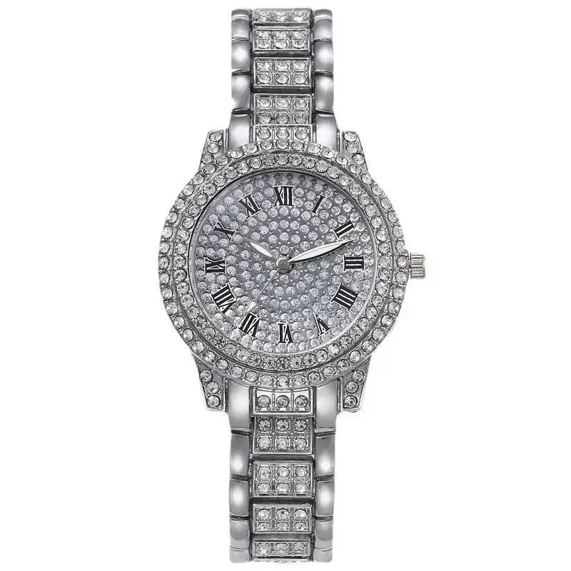 Luxury 2026 Fashion Rhinestone Watch for Women Gifts Sparkling Quartz Timepiece with Stainless Steel Strap Wristwatch for Lover