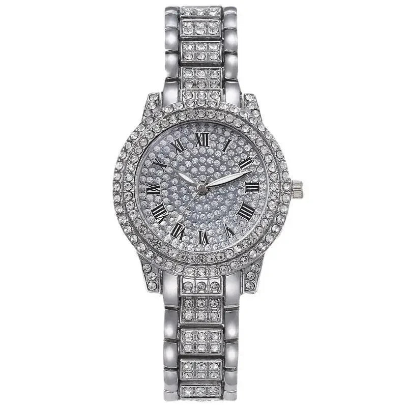 Luxury 2026 Fashion Rhinestone Watch for Women Gifts Sparkling Quartz Timepiece with Stainless Steel Strap Wristwatch for Lover